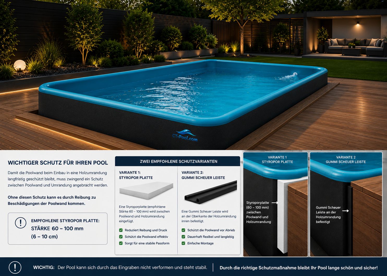 Drop-Stitch Pool Eckig im Garten