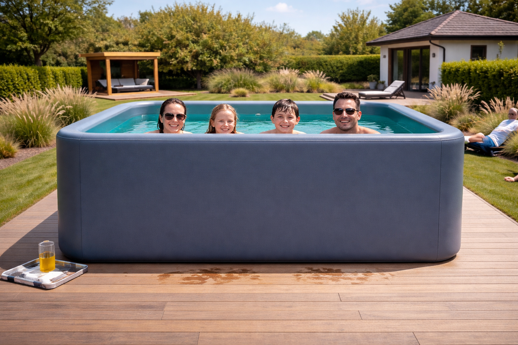 Aufblasbarer Premium Drop-Stitch Pool - Stabiler Familienpool für den Garten (Rechteckig)