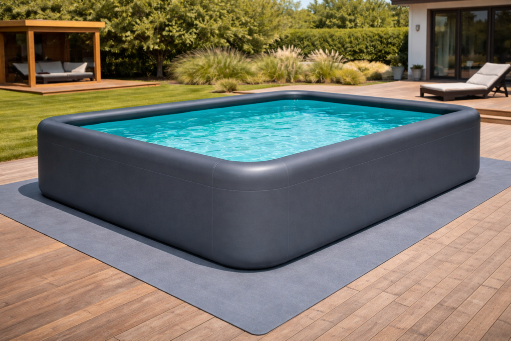 Aufblasbarer Premium Drop-Stitch Pool - Stabiler Familienpool für den Garten (Rechteckig)