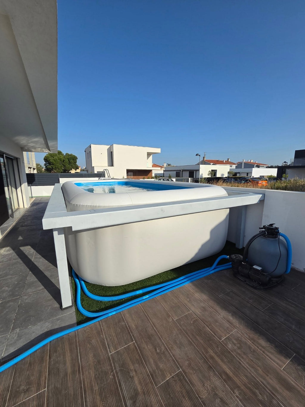 Aufblasbarer Premium Drop-Stitch Pool - Stabiler Familienpool für den Garten (Rechteckig)